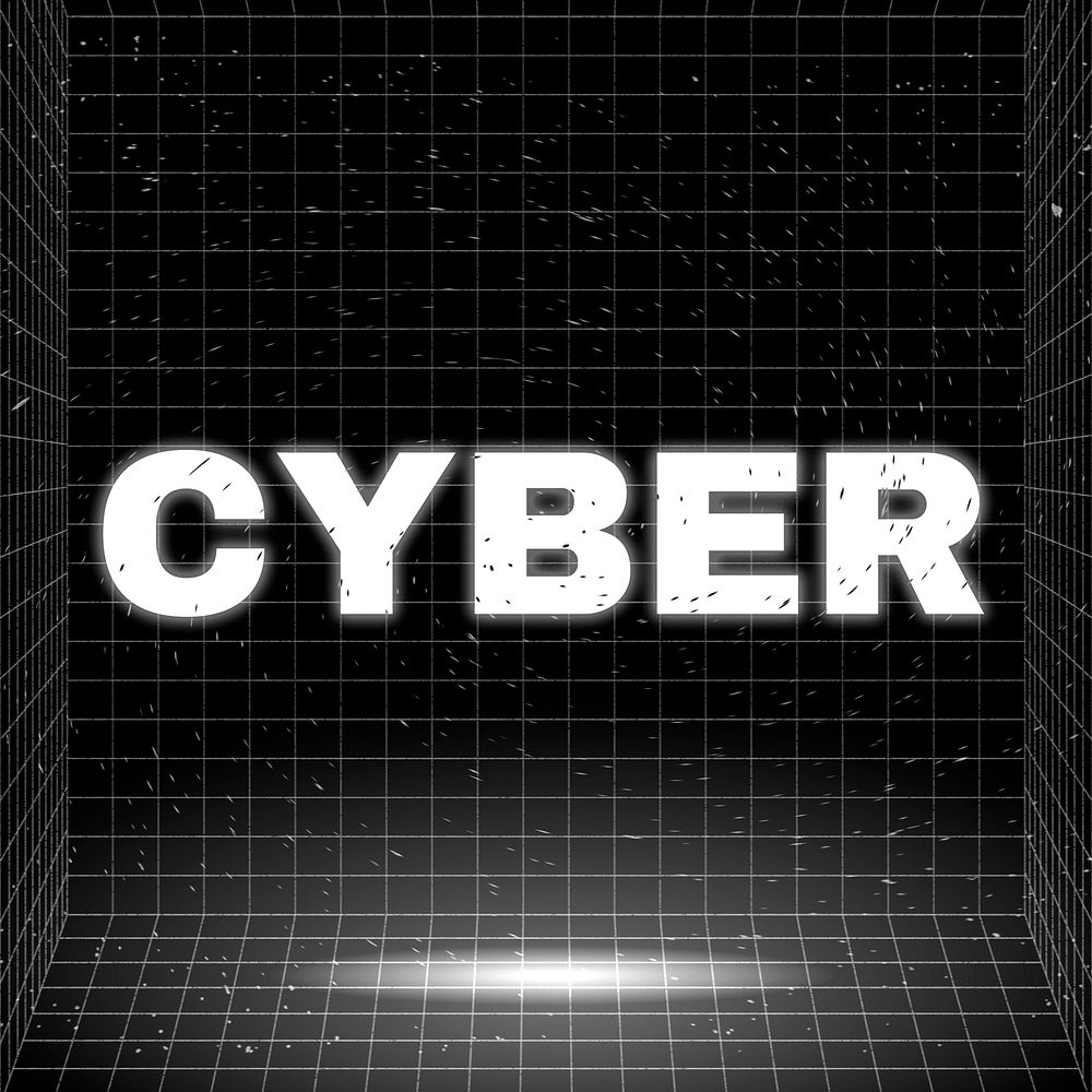 Word CYBER glowing typography design on black
