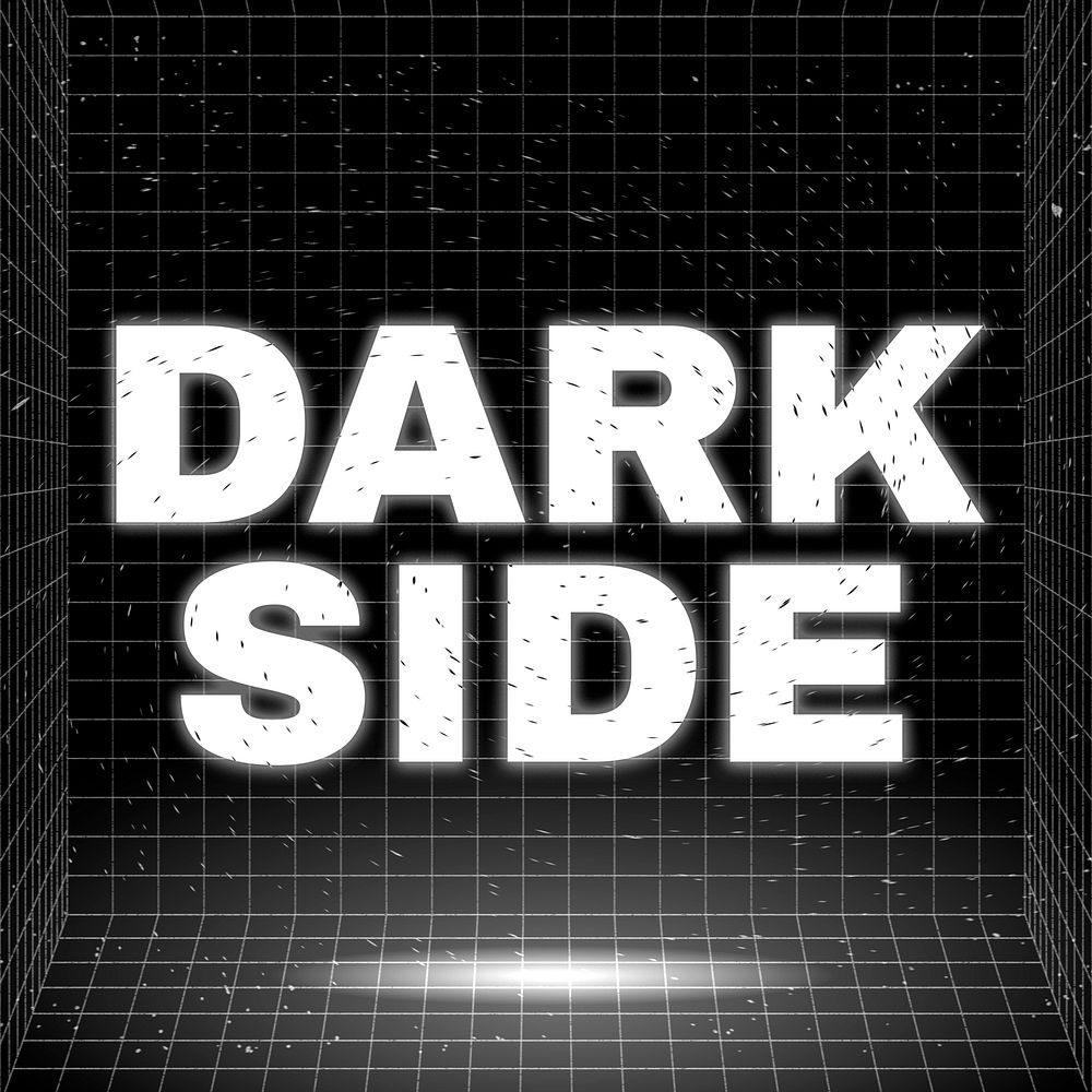 Word DARK SIDE glowing typography design on black