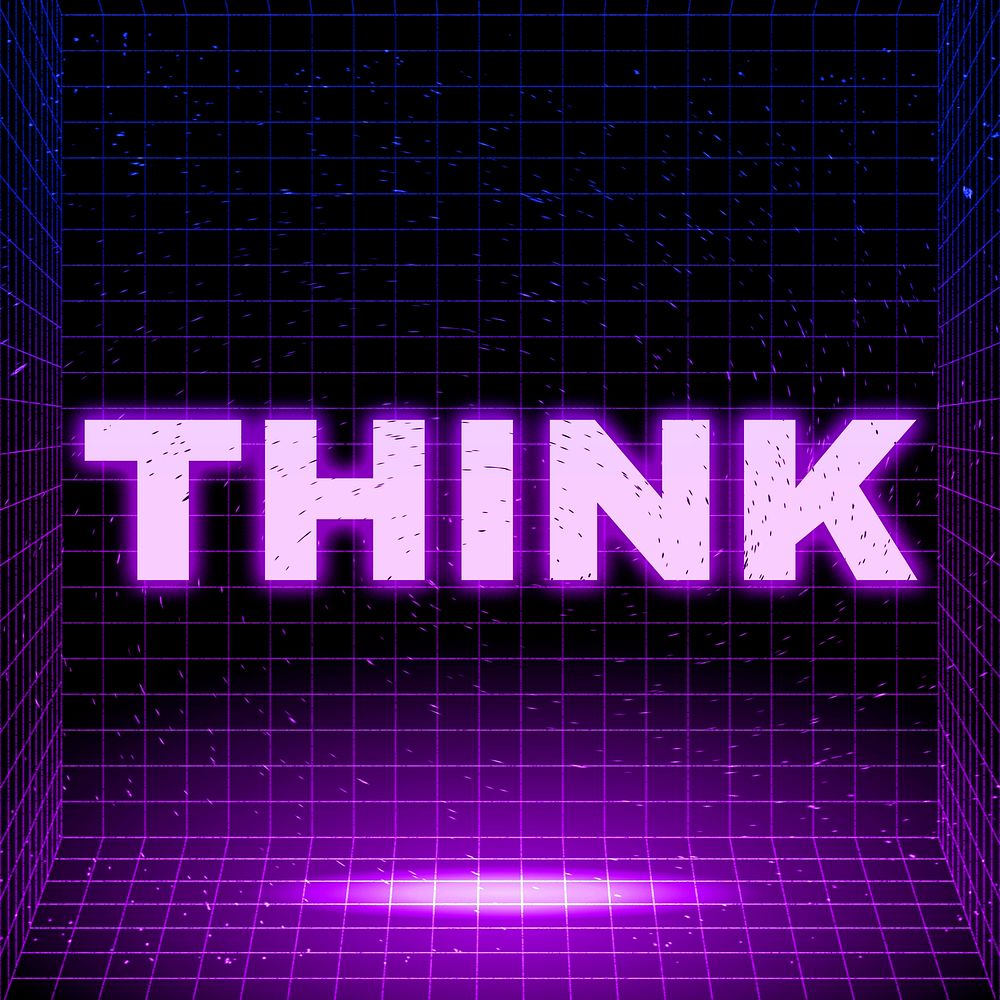 Synthwave retro neon think text typography