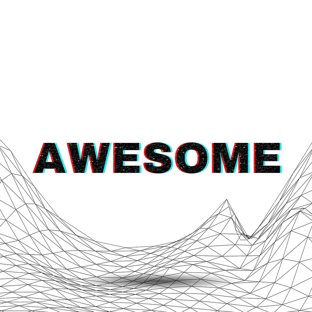 Word AWESOME typography wavy background