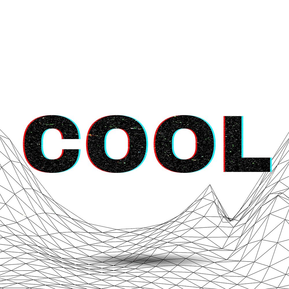 Word COOL typography wavy background