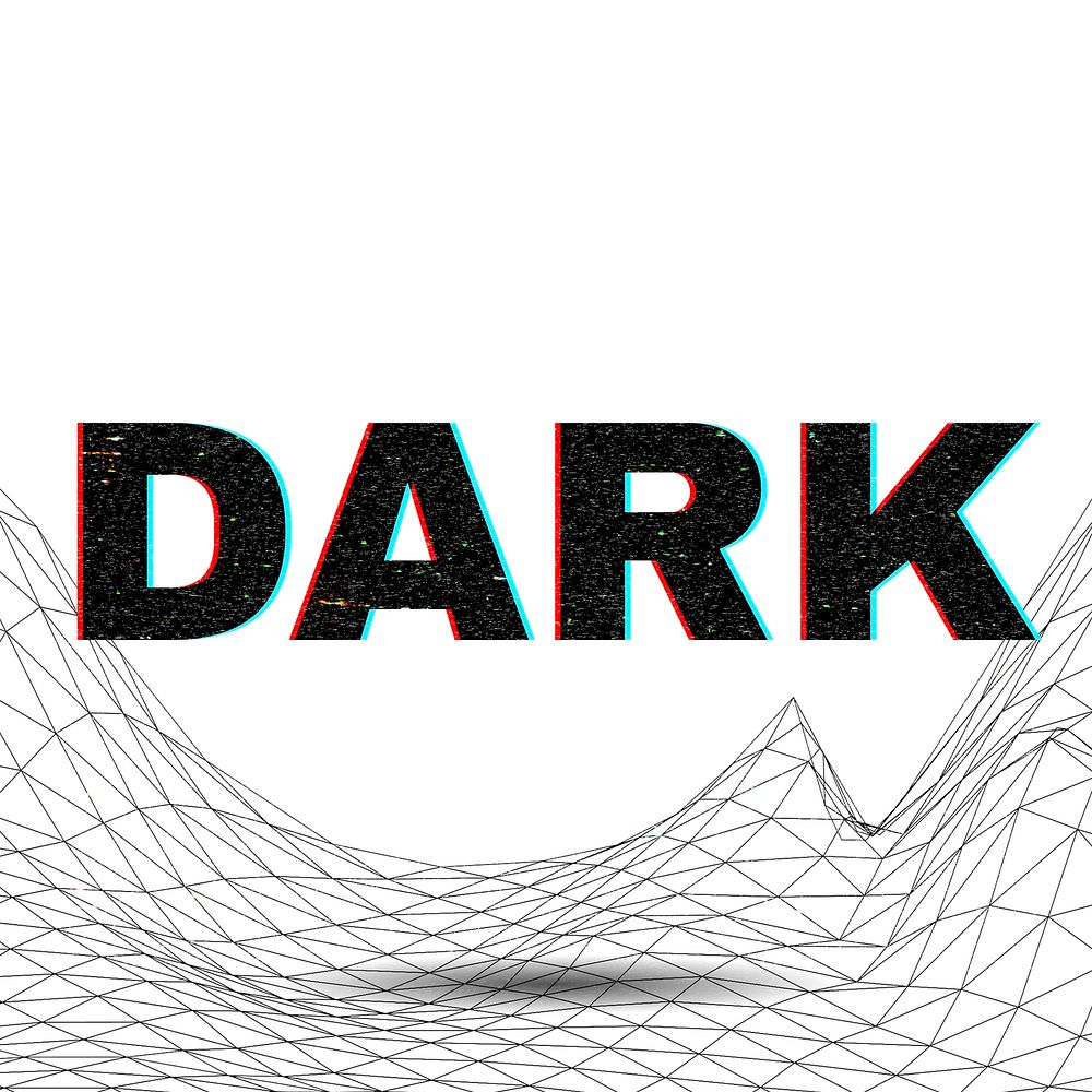 Word DARK typography wavy background
