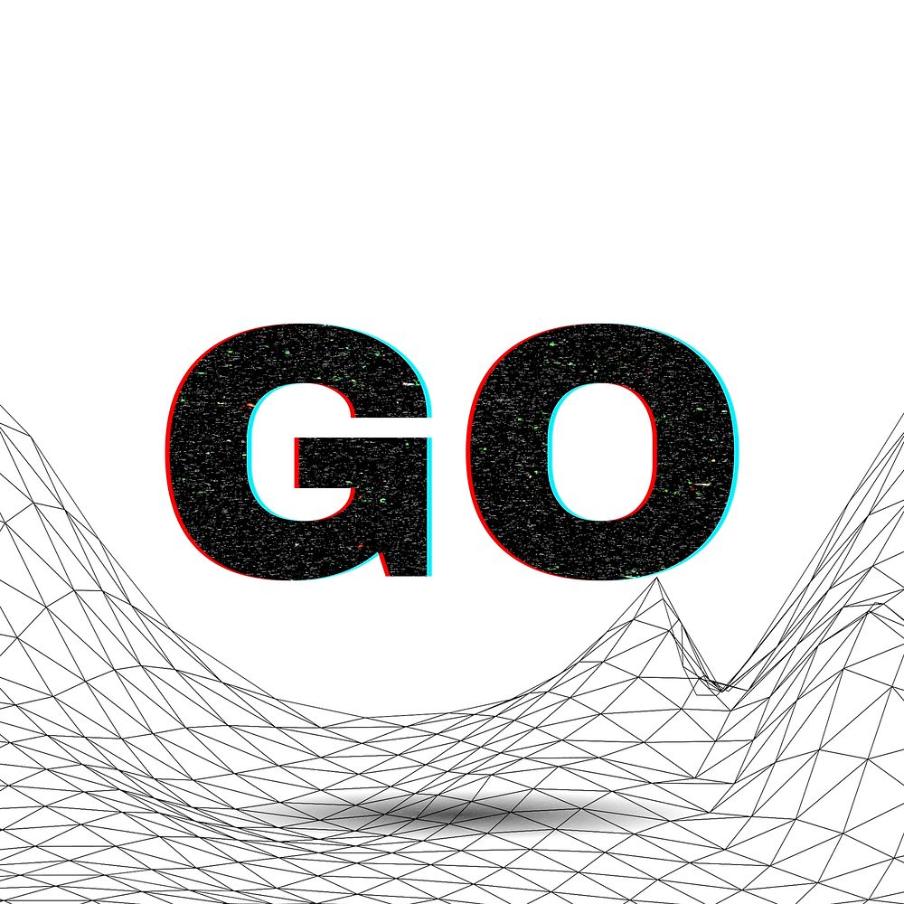 Word GO typography wavy background