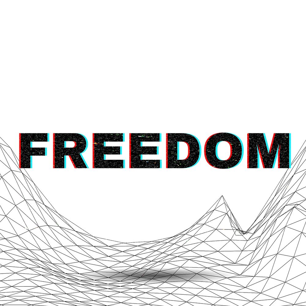 Word FREEDOM typography wavy background