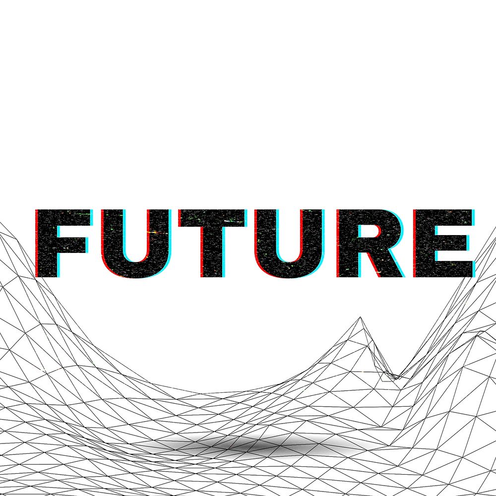 Word FUTURE typography wavy background