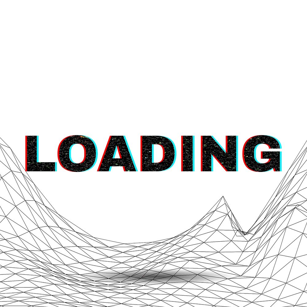 Word LOADING typography wavy background
