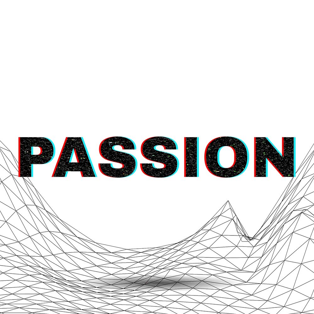 Word PASSION typography wavy background