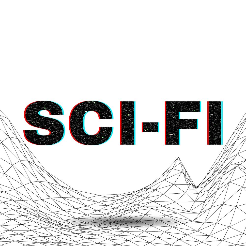 Word SCI-FI typography wavy background