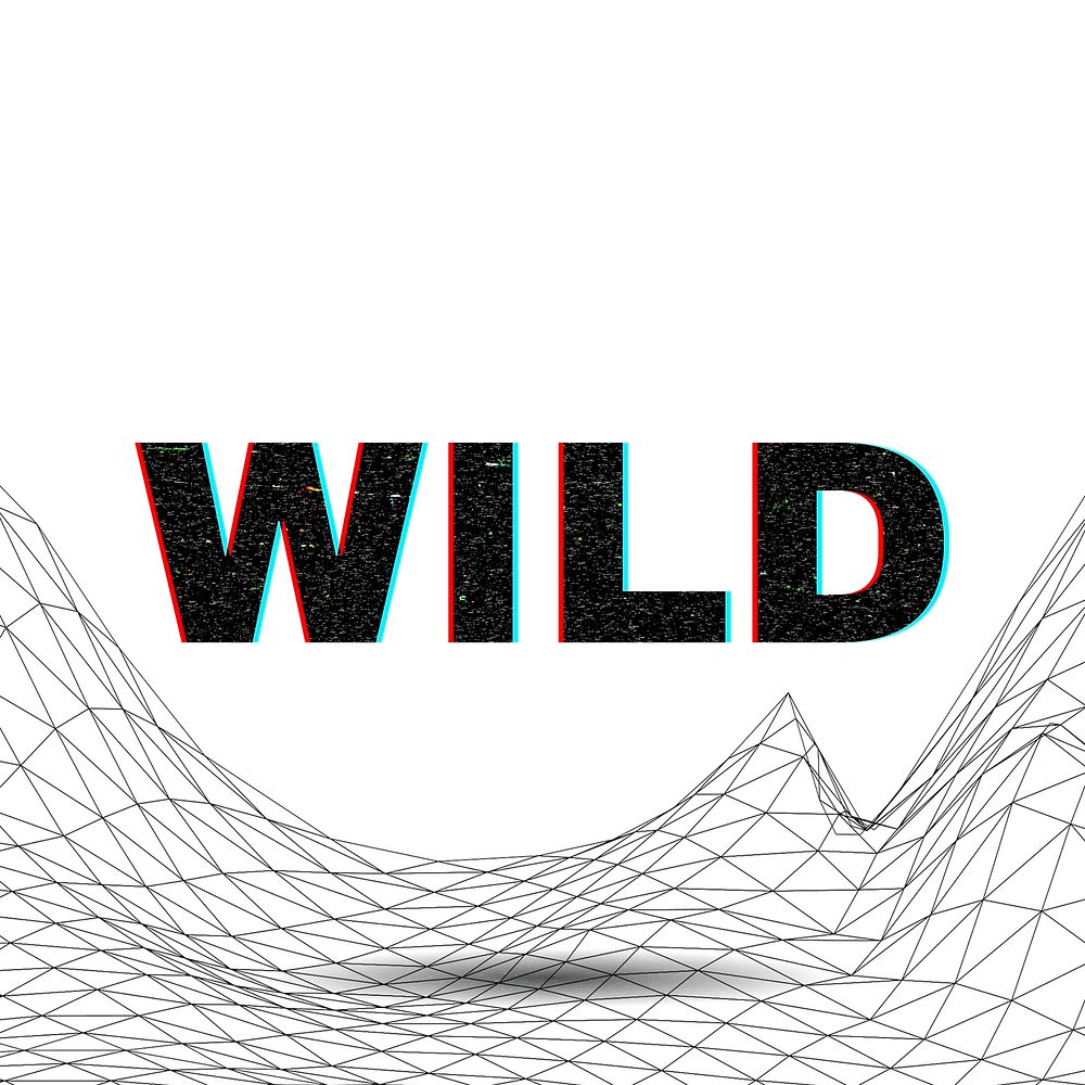 Word WILD typography wavy background