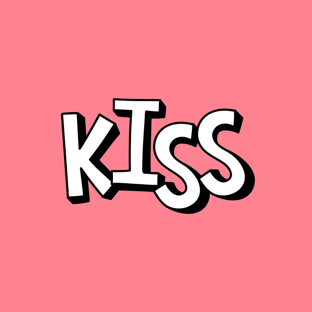 Kiss shadow comic font typography vector