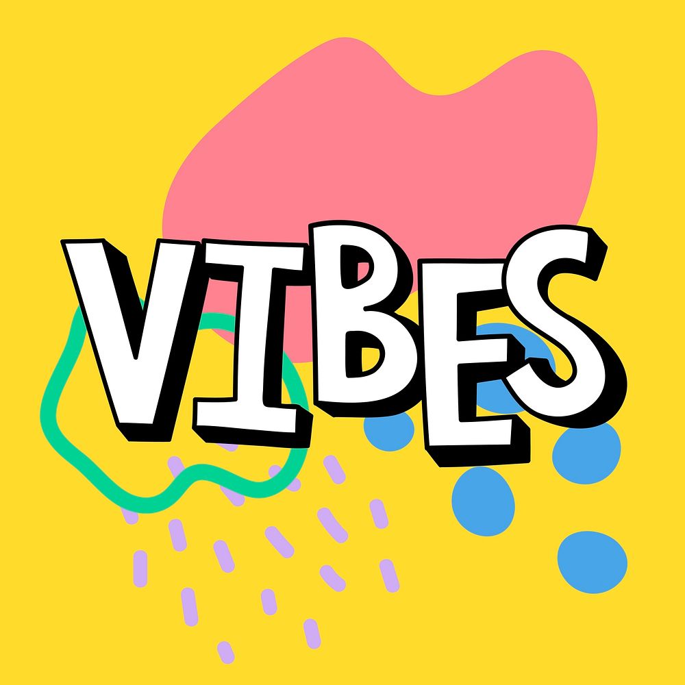 Vibes shadow font typography vector