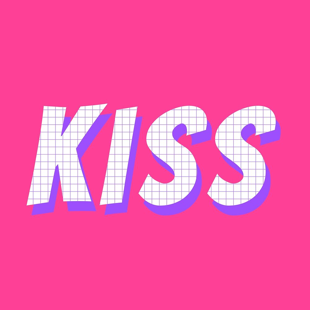 3D kiss funky lettering vector