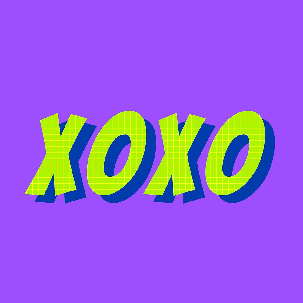 3D xoxo funky lettering vector