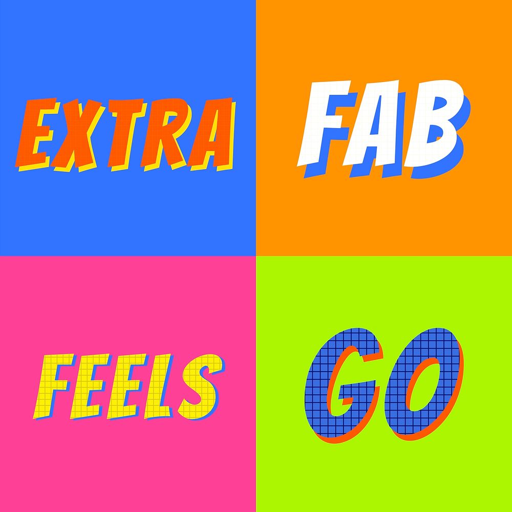 Word set funky color vector