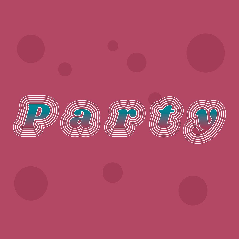 Colorful party funky psd typography