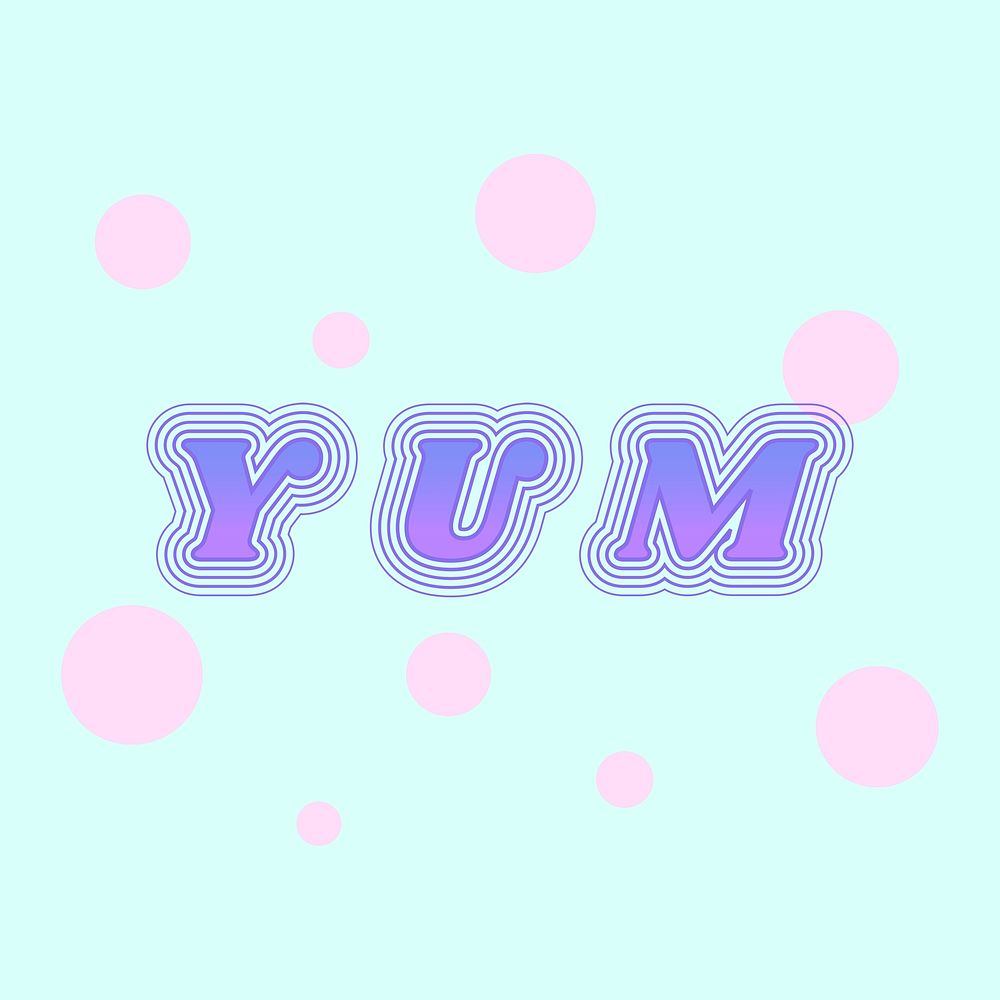 Colorful yum funky ripple typography