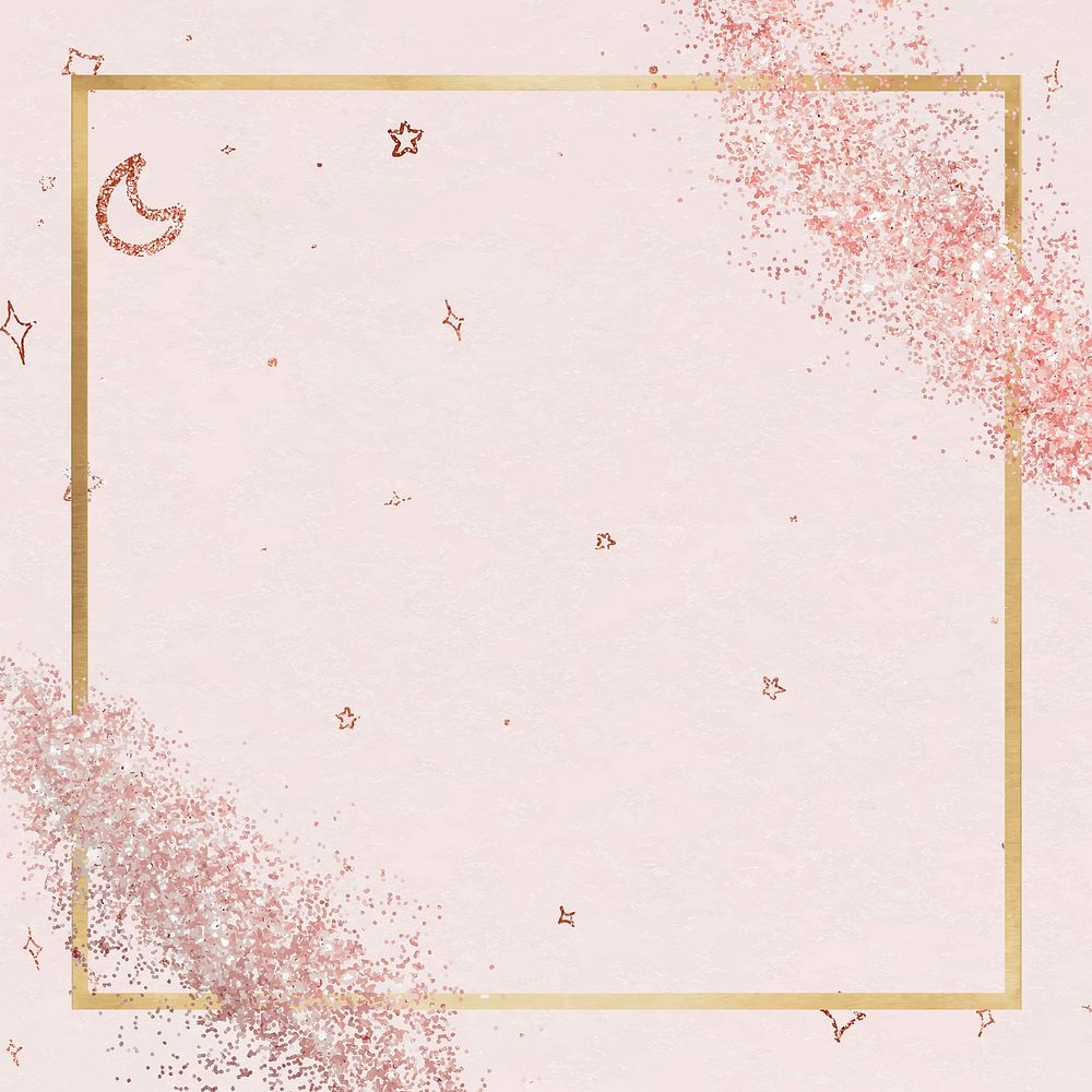 Festive shimmery vector frame pink star pattern background
