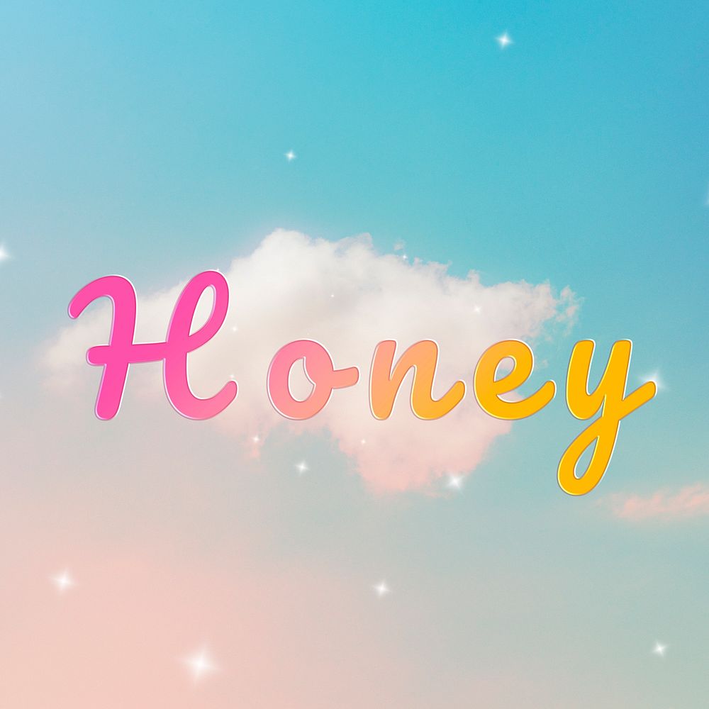 Honey romantic text doodle colorful hand writing