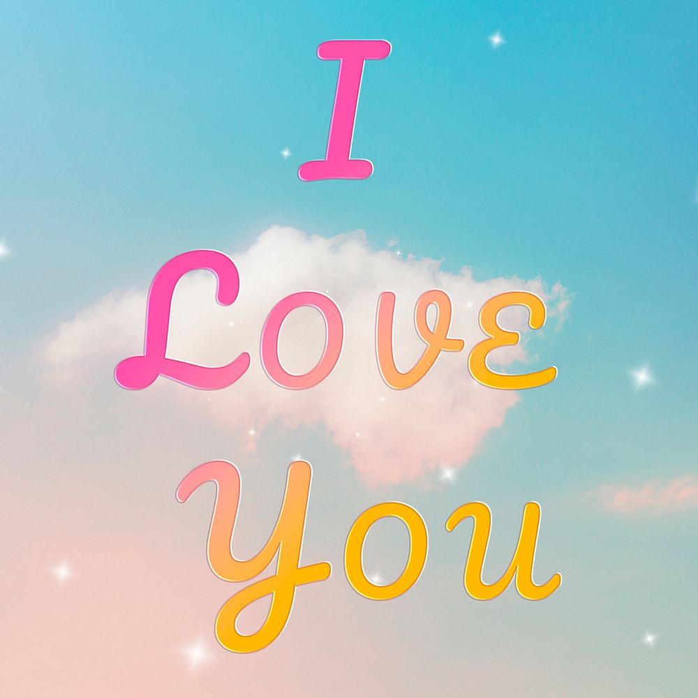 I love you romantic message doodle font typography