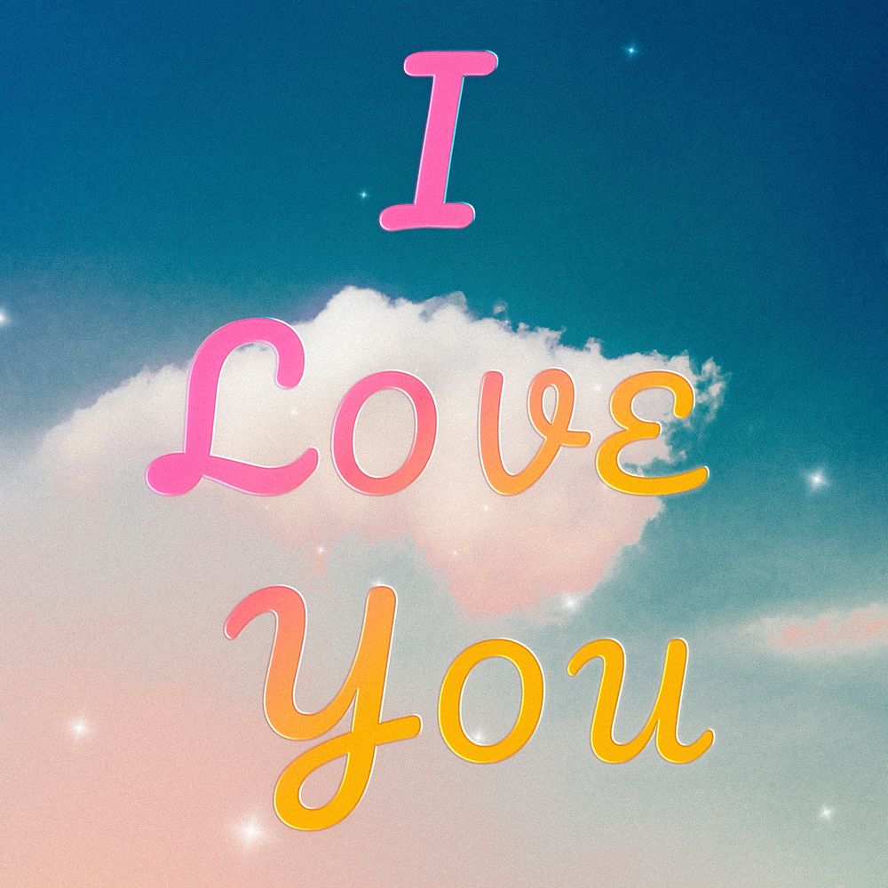 I love you text doodle font typography
