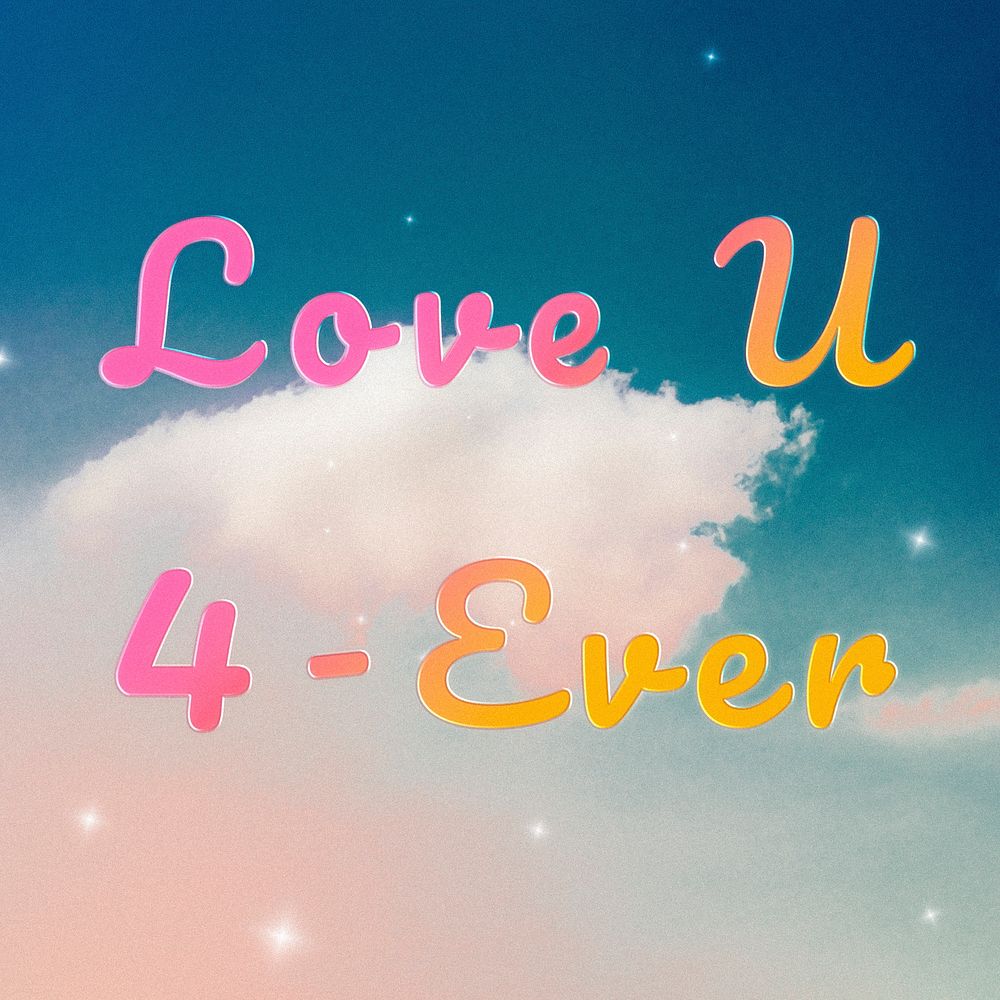 Doodle lettering love u 4-ever cute font typography