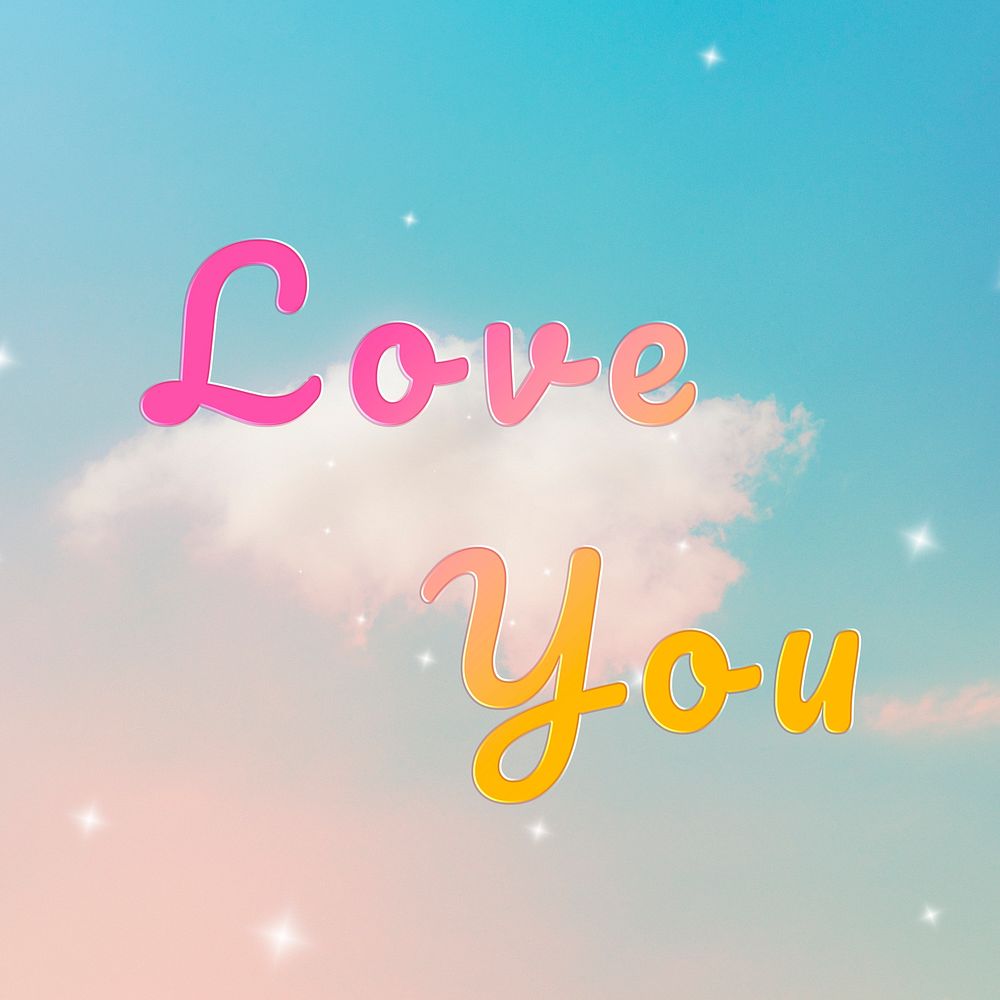 Love you doodle lettering colorful word art