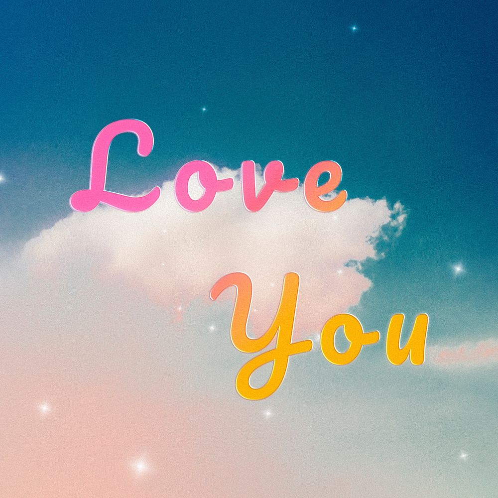 Love you romantic word doodle colorful hand writing