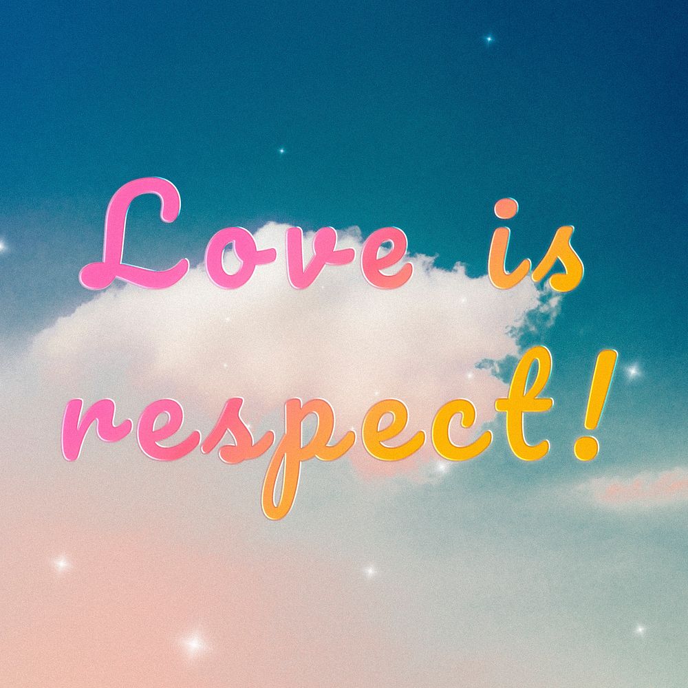 Love is respects romantic word doodle colorful hand writing