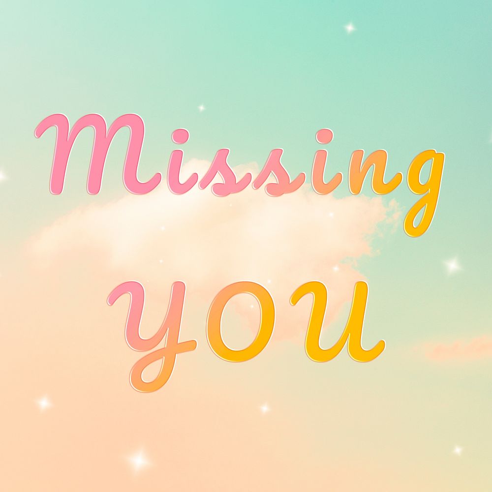 Missing you lettering doodle text
