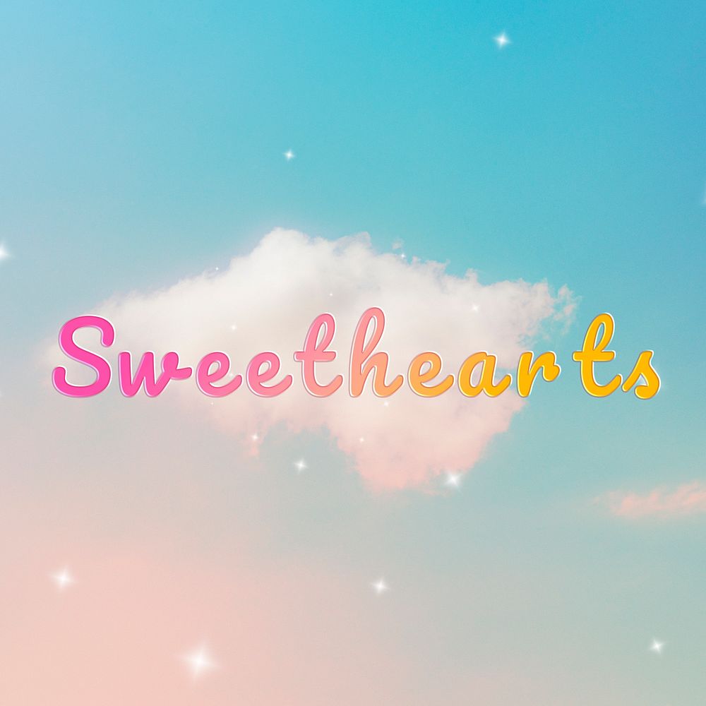 Sweethearts word doodle colorful hand writing