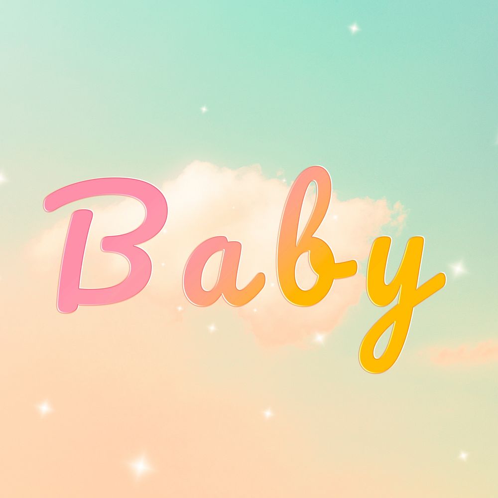 Baby doodle lettering colorful word art