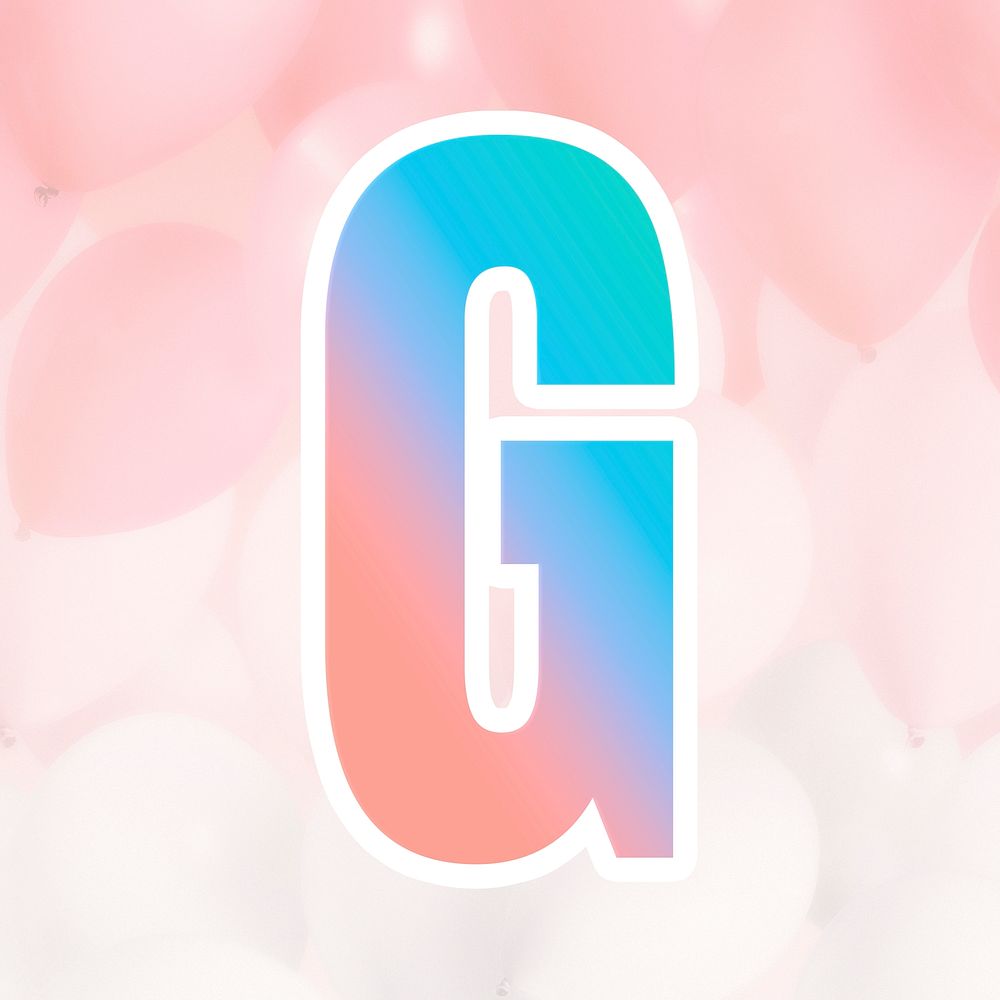 Psd letter g colorful gradient typography
