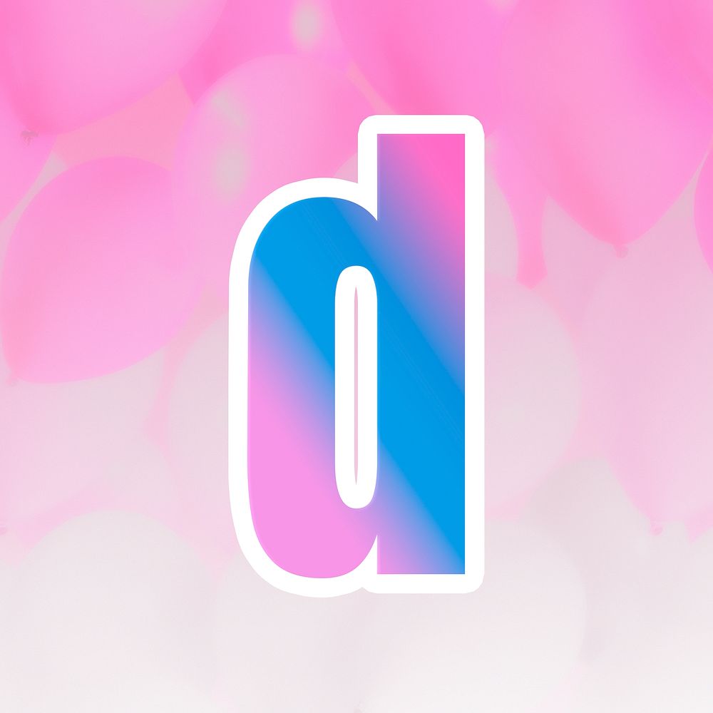 Psd letter d bold typography blue pink gradient pattern