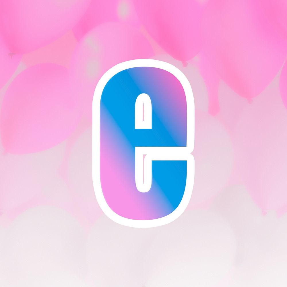 Psd letter e bold typography blue pink gradient pattern