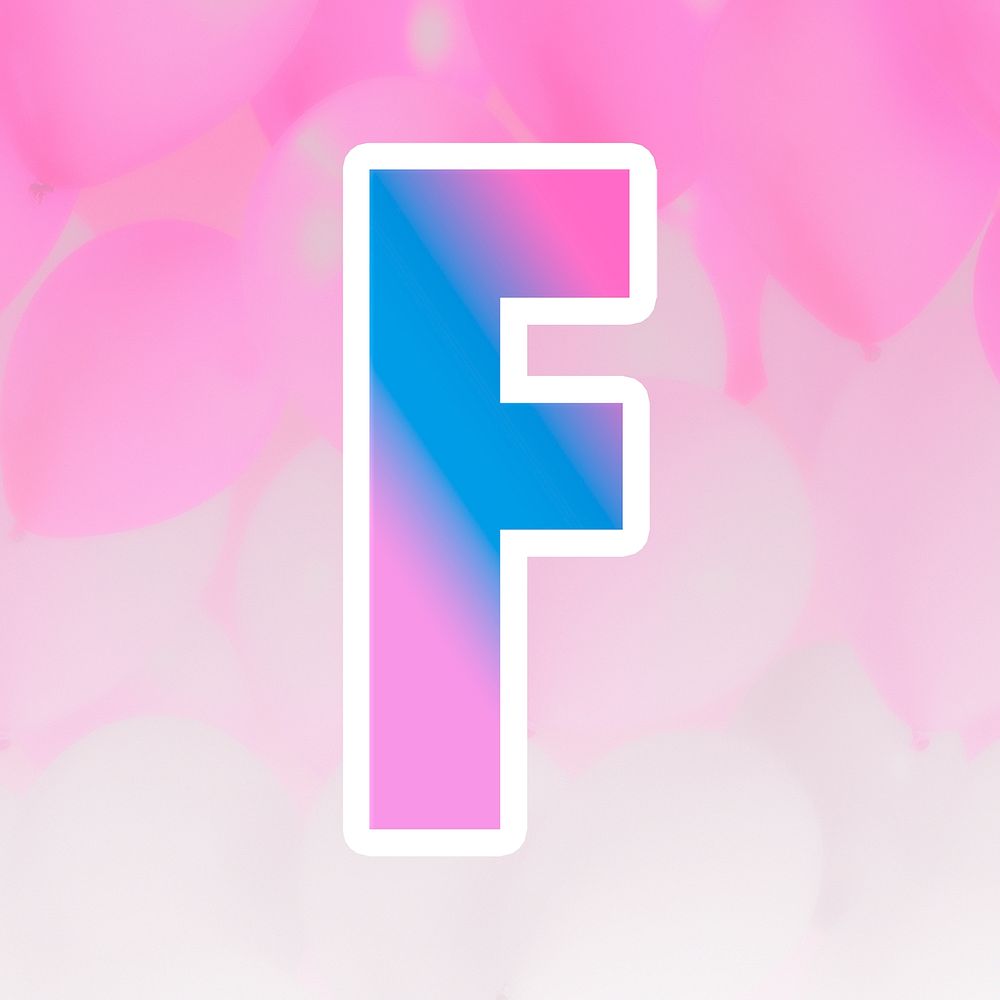 Psd letter f bold typography blue pink gradient pattern