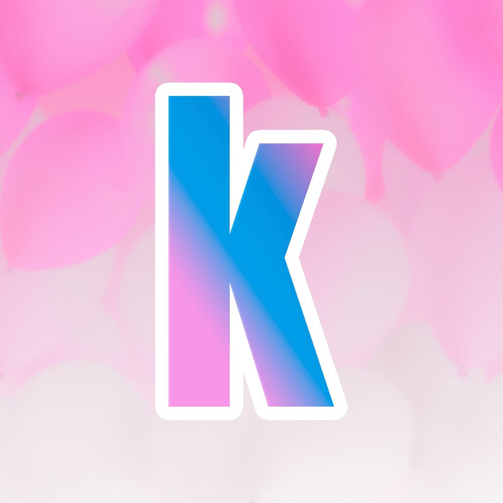 Psd font k colorful typography blue pink gradient pattern