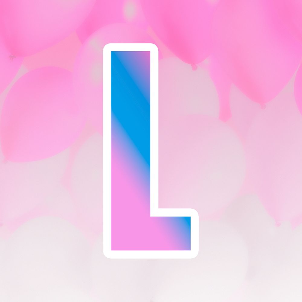 Psd font l colorful typography blue pink gradient pattern