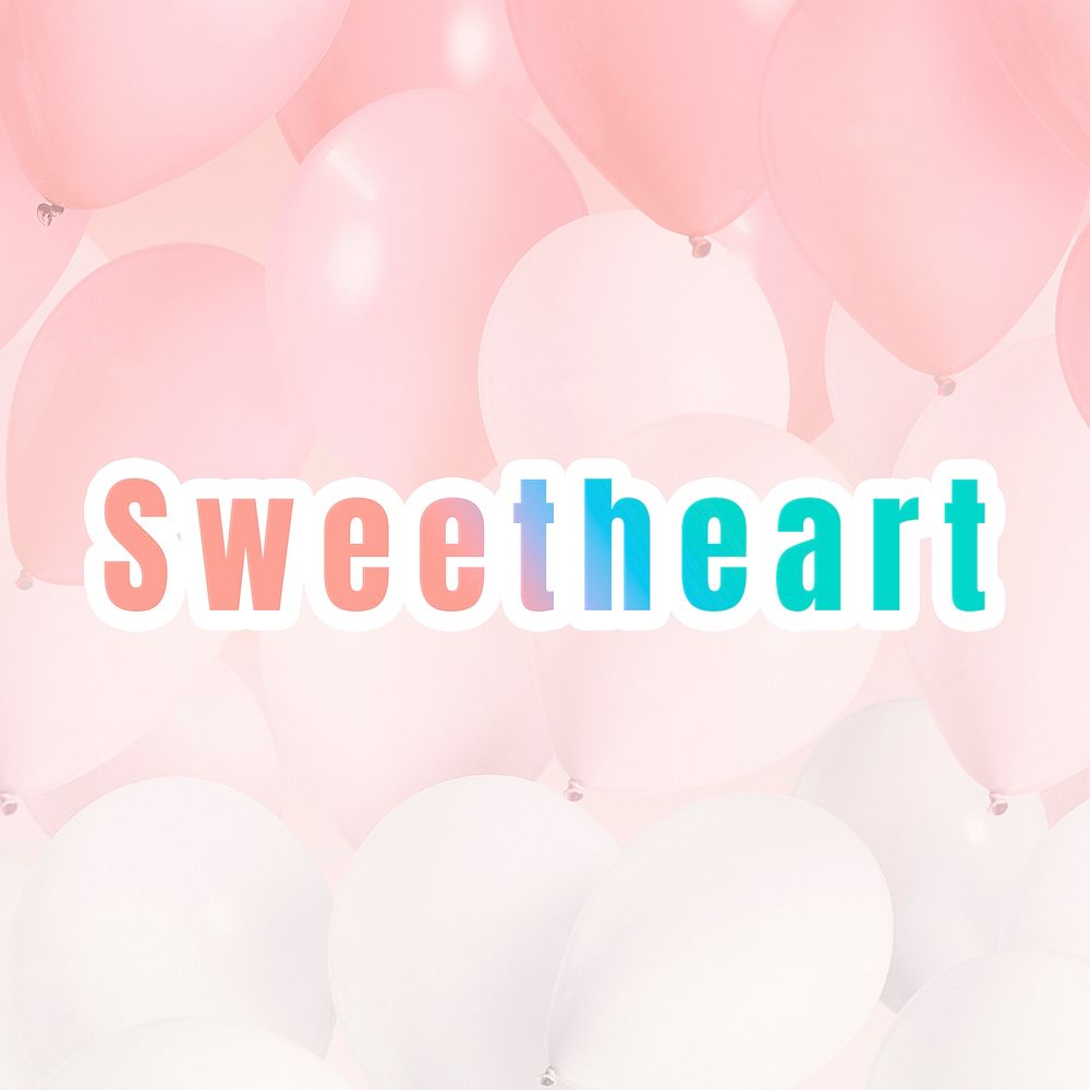 Sweetheart word pastel gradient typography font