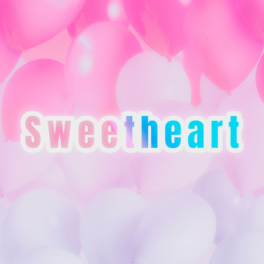 Sweetheart word pastel gradient typography font