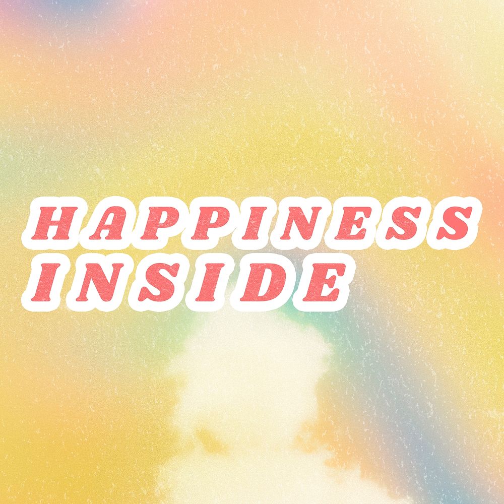 Yellow Happiness Inside aesthetic quote pastel illustration