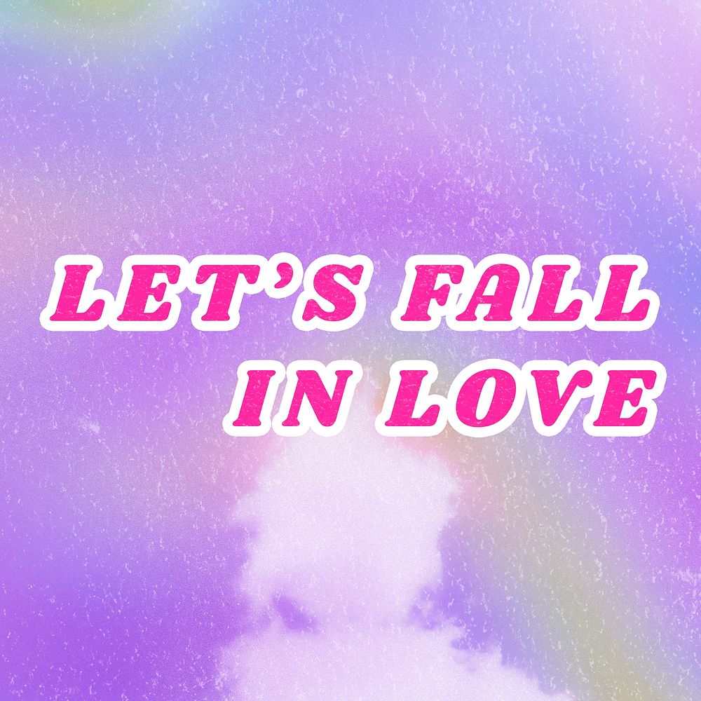 Let's Fall in Love purple quote retro dreamy illustration
