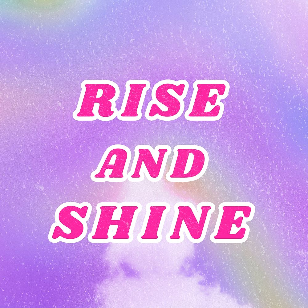 Rise and Shine purple quote retro dreamy illustration