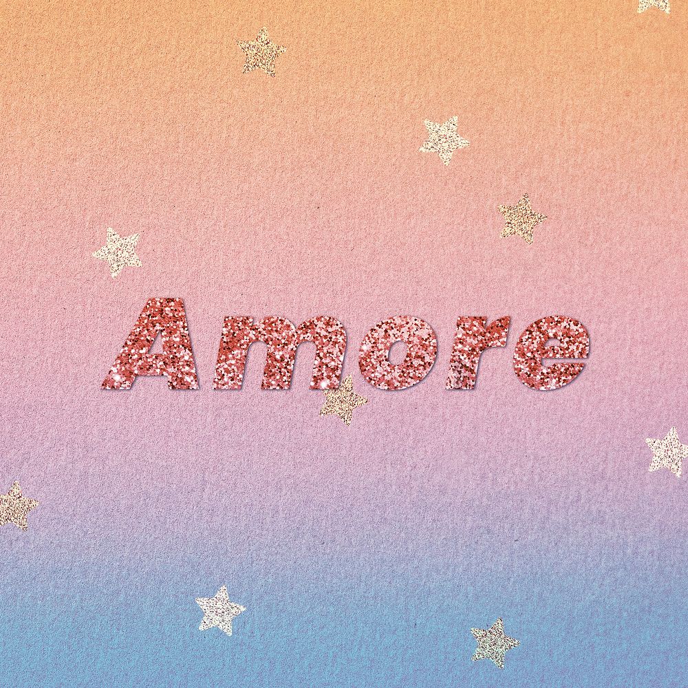 Glittery amore word lettering font
