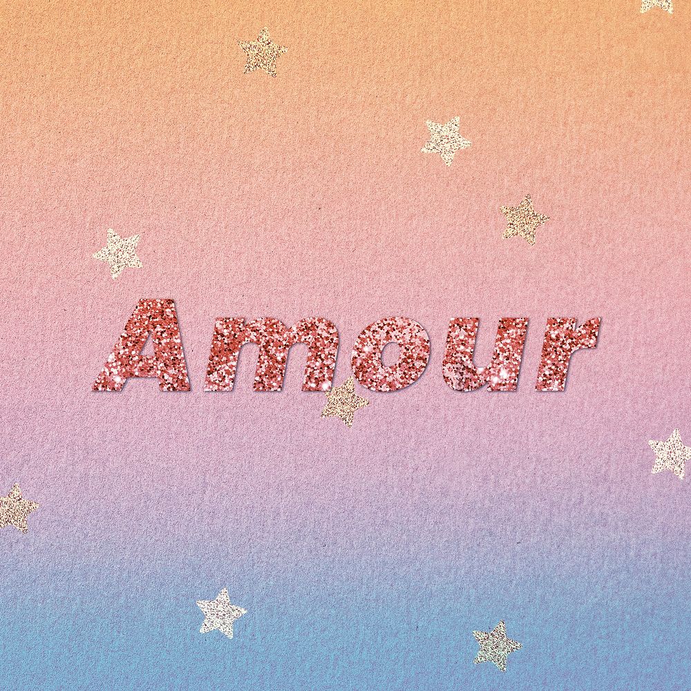 Glittery amour text typography font 