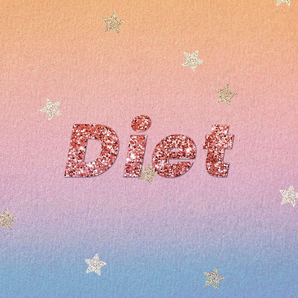 Glittery diet lettering font typography