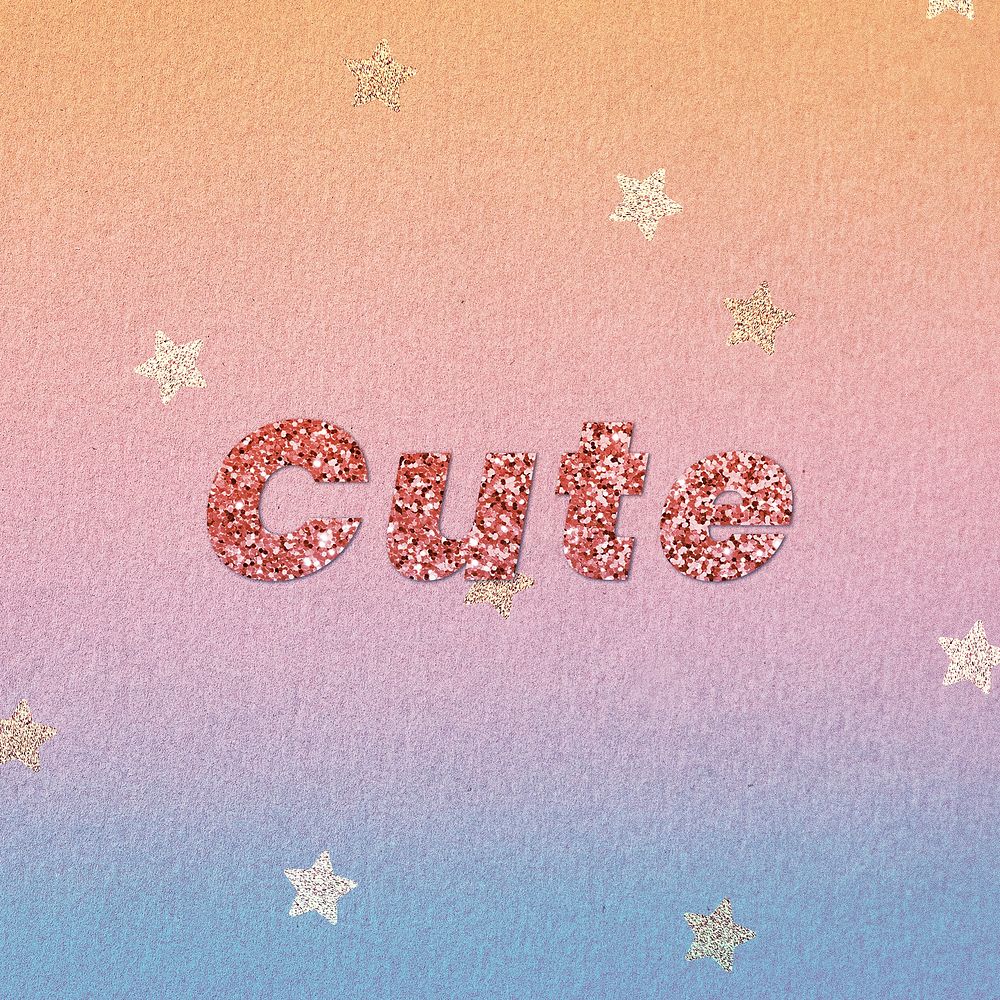 Glittery cute lettering font typography