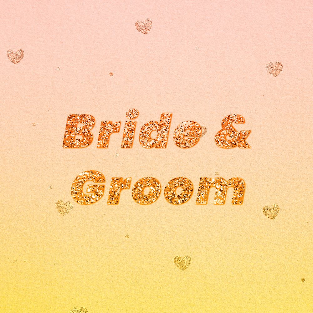 Bride & groom glitter text font