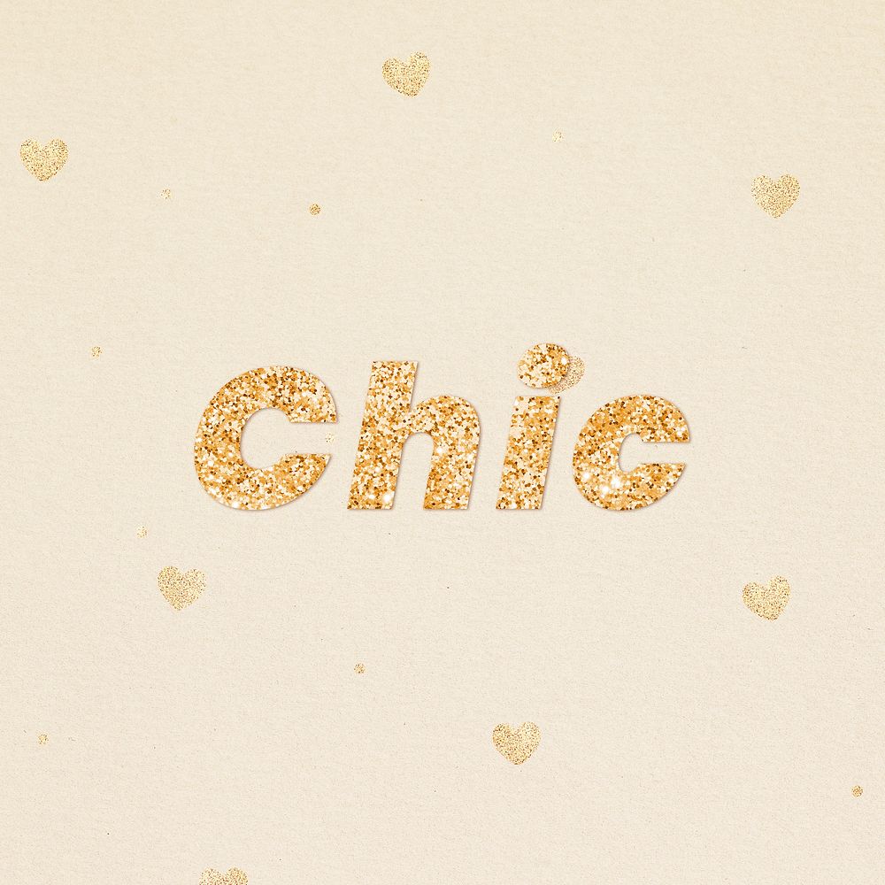 Gold chic word lettering font