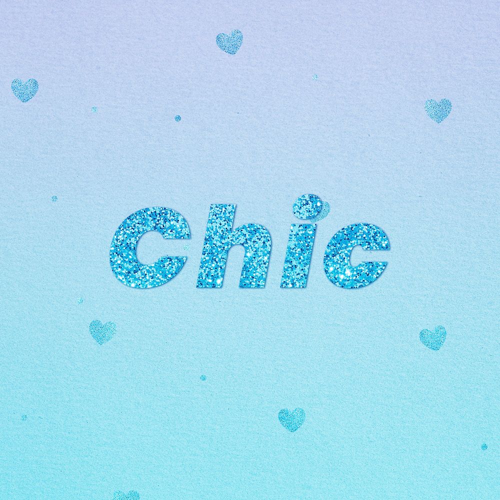 Glittery chic word typography font