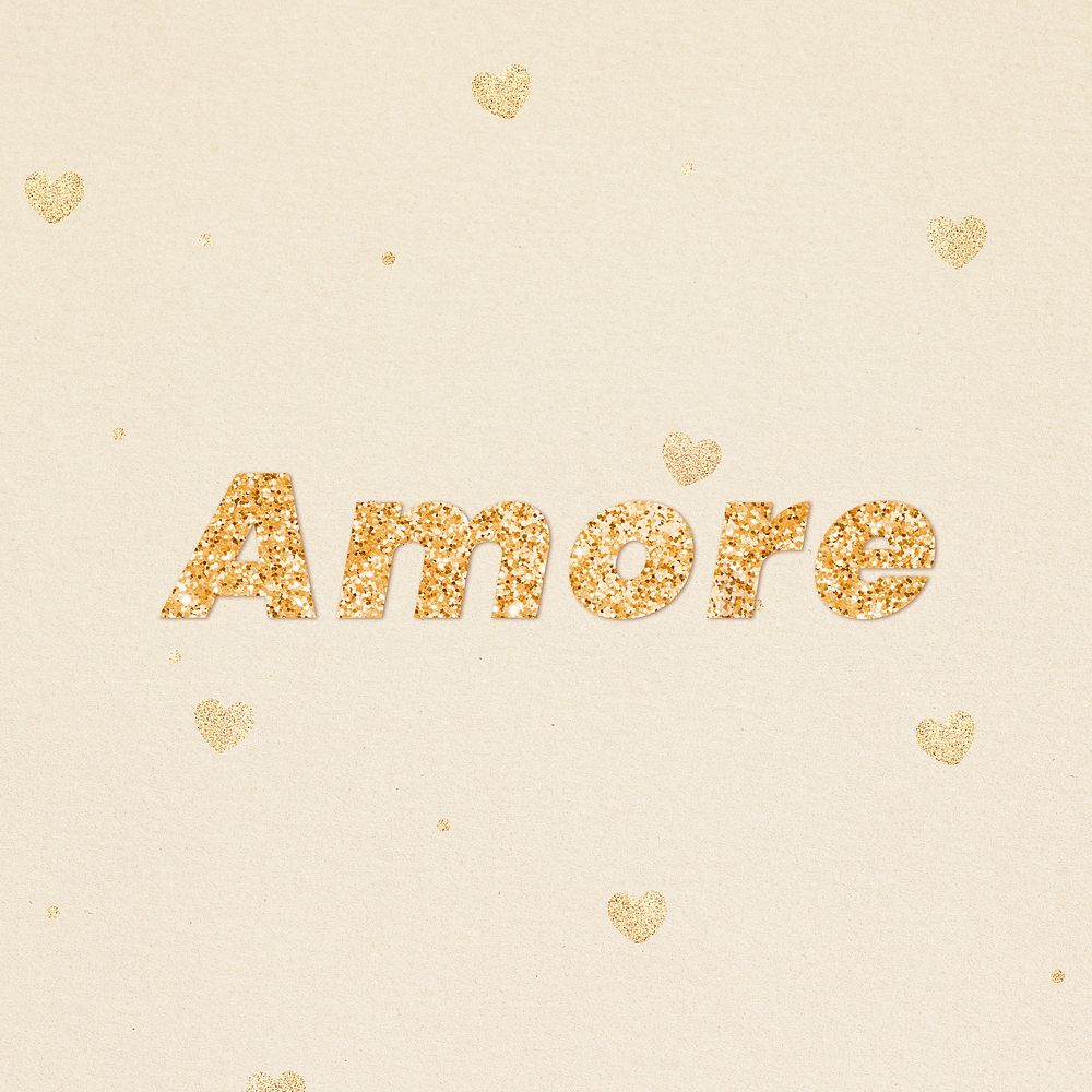 Amore gold glitter word font